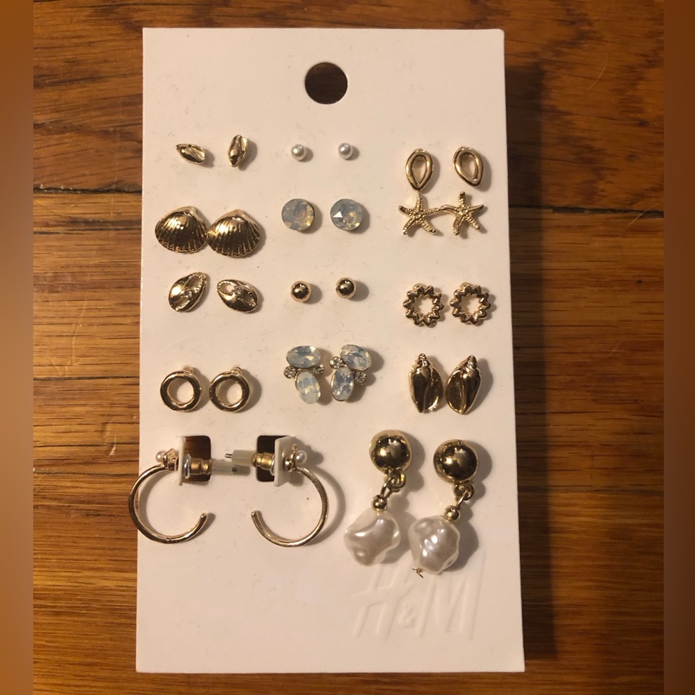H&M Gold Beachy Earring Set - 15 pairs